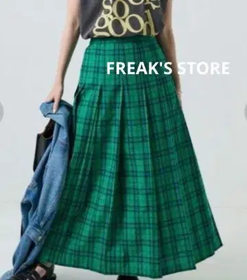 FREAK'S STORE 플리츠 스커트 그린 체크 무늬