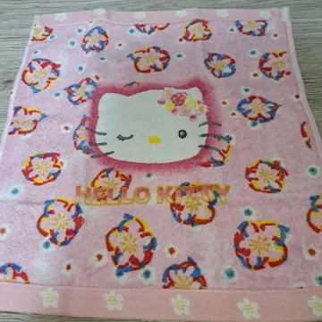 레어 레트로 헬로키티 핸드 타월 꽃 1999