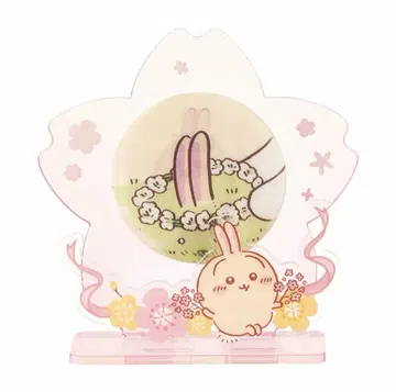 MINISO 토끼 벚꽃의 계절 캔뱃지 아크릴 스탠드 세트