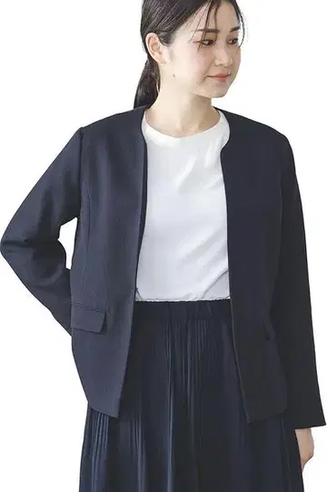 508598 빔즈 자켓 도비 노카라 자켓 네이비