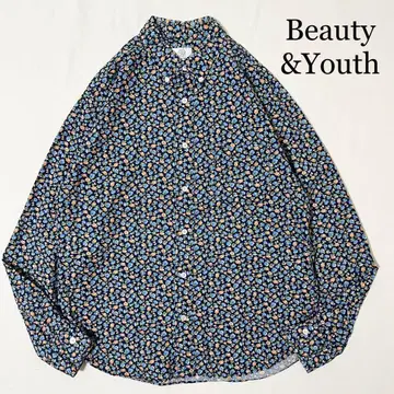 Beauty & Youth 꽃무늬 플라워 코튼 버튼 다운 셔츠 L