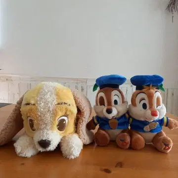강아지 이야기의 레이디와 칩 & 데일 봉제 인형 세트