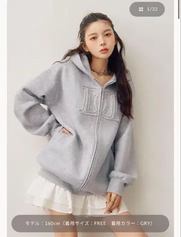 darich 아플리케 DD 로고 후드티