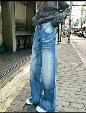 라이트 블루 와이드 레그 데님 XL