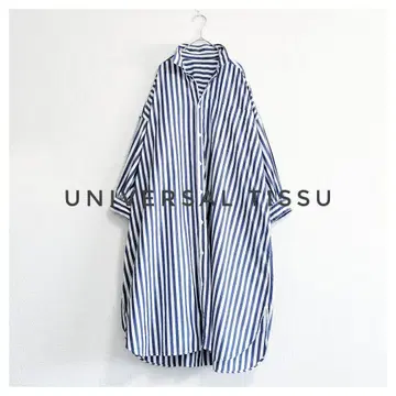 새상품급 UNIVERSAL TISSU 볼륨 슬리브 롱 셔츠 원피스