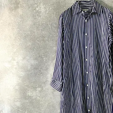 steven alan 셔츠 원피스 롱 기장 긴팔 네이비 스트라이프