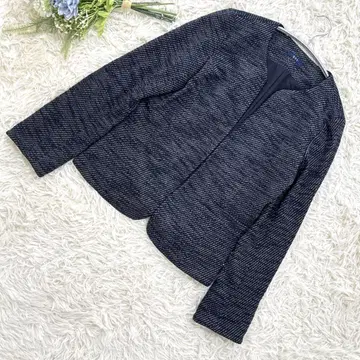 아베베 네이비 노카라 자켓 긴팔 소매 슬릿 L 사이즈