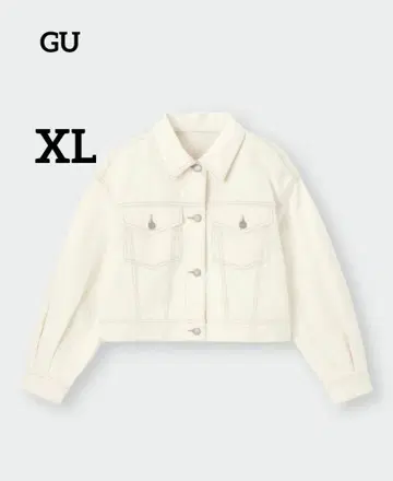 GU 지유 화이트 데님 볼륨 슬리브 자켓 XL LL 넉넉한 스타일