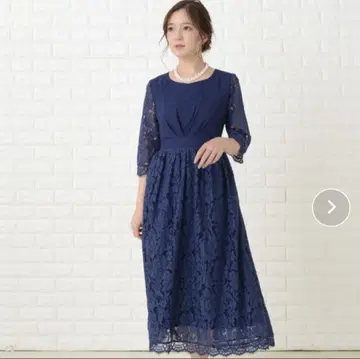 경사 원피스 종아리 기장 (네이비) 택 포함 미사용 새상품