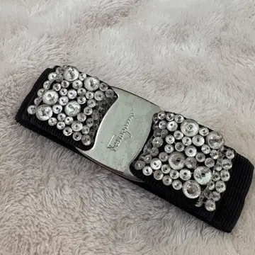 페라가모 FERRAGAMO 머리핀 Vara Bow 블랙 x 실버