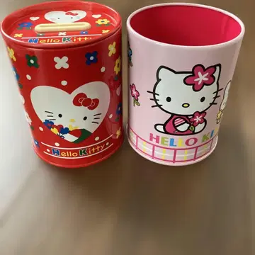 헬로키티 캔 저금통 겸 펜꽂이 쇼와 헤이세이 레트로