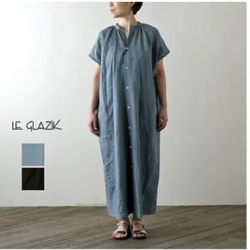 Le glazik 린넨 스키퍼 셔츠 원피스