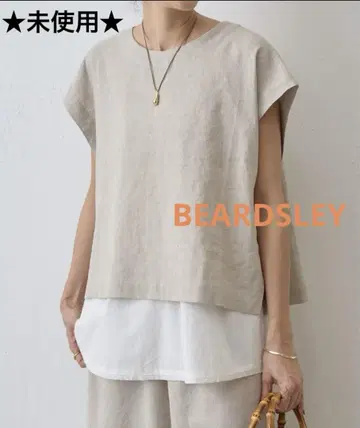 미사용 BEARDSLEY 비어즐리 린넨 숏 베스트 베이지