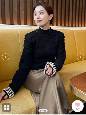 anuans 펄 소매 스웨터