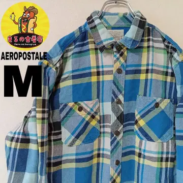 USA 구제 의류 AEROPOSTALE 플란넬 셔츠 M 블루 화이트 체크