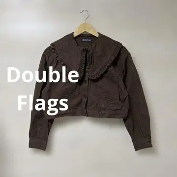 Double Flags 프릴 칼라 재킷 빅 칼라 크롭 무지