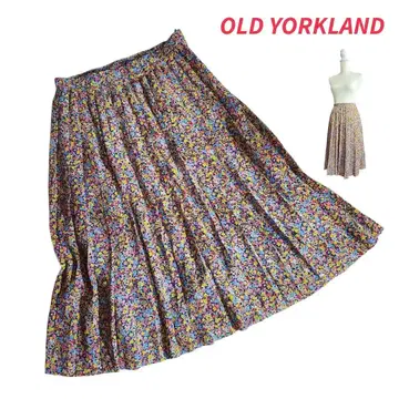 YORKLAND 페이즐리 & 꽃무늬 플레어 스커트 무릎 아래 레트로