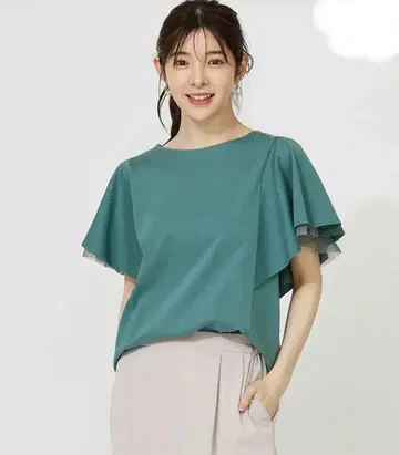 anysis 에니시스 2025 신상, 돋보이는 프릴 슬리브 티셔츠 플레어