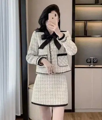트위드 셋업 화이트