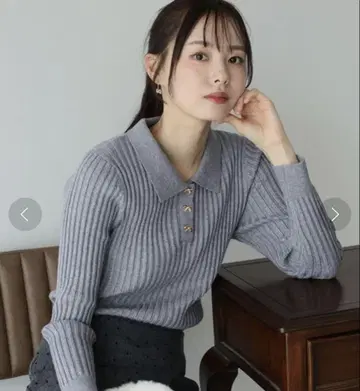 [ 새상품급 ] BLUEEAST 리본 버튼 폴로 카라 니트