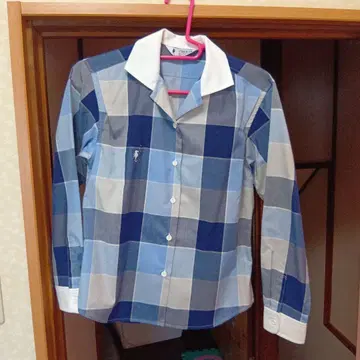 FUKUZO 블루 계열 체크 무늬 긴팔 셔츠
