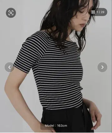hellam 오프숄더 보더 리브 상의 택 포함 새상품