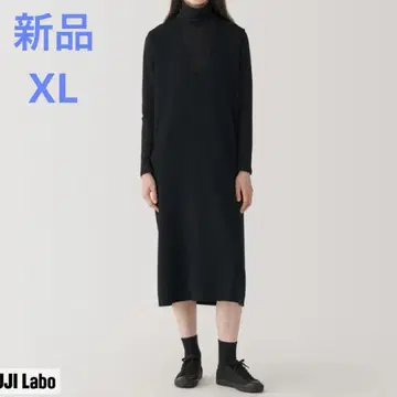 MUJI 무지 라보 더블 페이스 니트 원피스 여성 XL 블랙