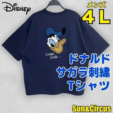 남성용 빅 사이즈 4L 디즈니 도날드 사가라 자수 티셔츠 Disney