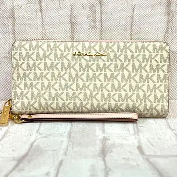 미사용 새상품 MICHAEL KORS 장지갑 화이트&핑크 라운드 지퍼