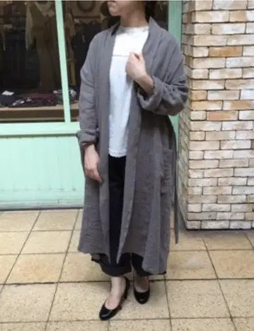 [ YARRA ] 리투아니아 린넨 히가시타키 롱 코트