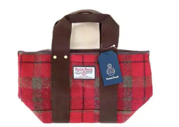 Harris Tweed 레드 체크 토트백 미사용 새상품