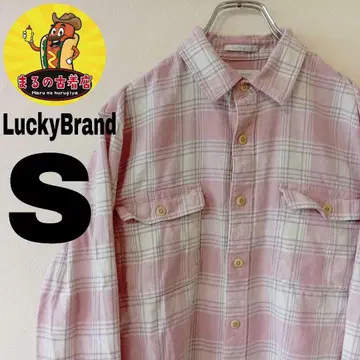 USA 구제 의류 LuckyBrand 플란넬 셔츠 S 핑크 화이트 체크