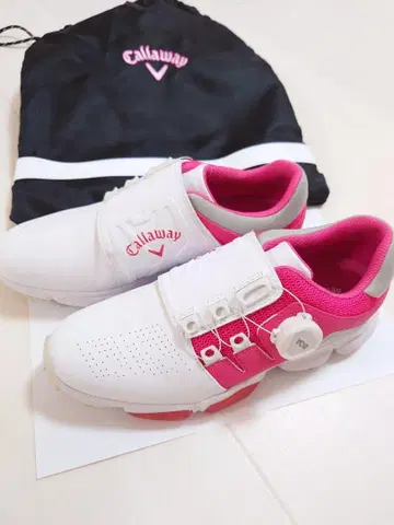새상품급 Callaway 골프화 화이트 핑크 23