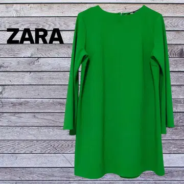 ZARA 자라 그린 미니 원피스 L 두꺼운 루즈핏 녹색 넓은 소매통