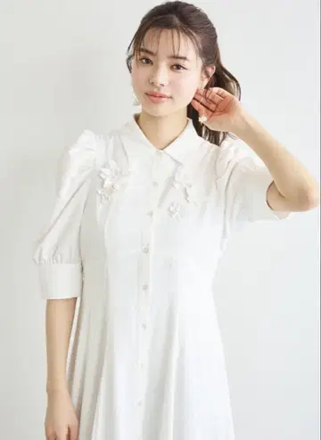 리리안캐럿 플라워 모티브 셔츠 원피스