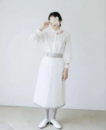 택 포함 새상품 플리츠 스커트 화이트 ritsukokarita
