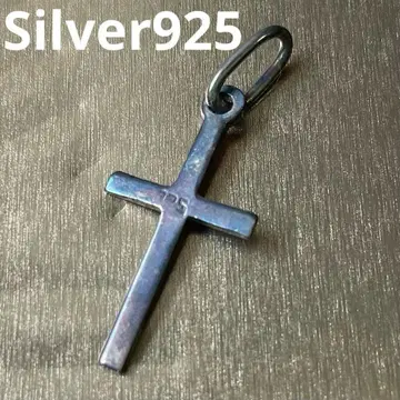 실버 925 목걸이 탑 십자가 크로스 각인 앤티크
