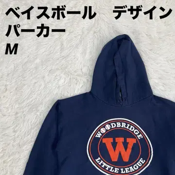 후드티 후드 야구공 프린트 스포티 네이비 M 사이즈 남녀 공용