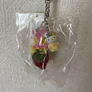 레어 헬로키티 딸기와 꽃 키링