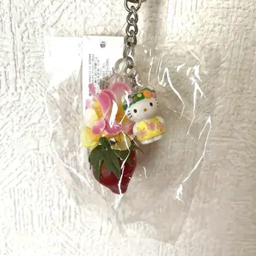 레어 헬로키티 딸기와 꽃 키링