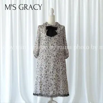 M'S GRACY*시어 플라워 7부 소매 원피스