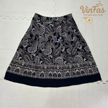 vintage 여성용 페이즐리 무늬 플레어 스커트