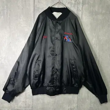 USA 빈티지 snap on 새틴 블루종 자수 로고 아트 블랙