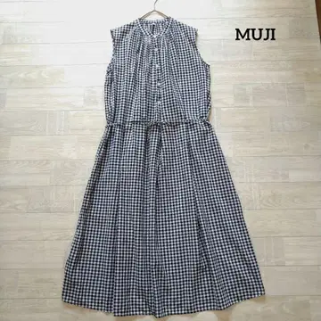 MUJI 무인양품 코튼 프렌치 슬리브 개더 원피스 M