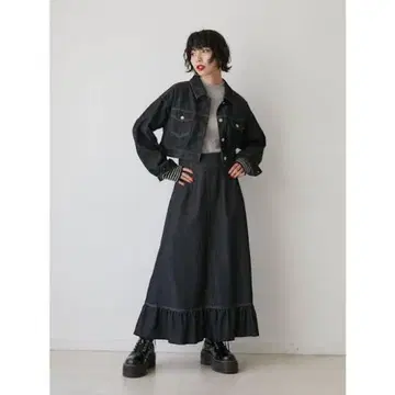 jouetie 다크 데님 셋업 프릴