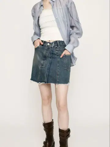 sly 스라이 ASYMMETRY REMAKE 숏 스커트 데님 스커트