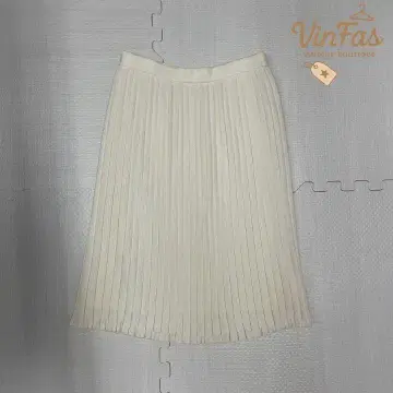 vintage 화이트 플리츠 스커트 페미닌 심플 화이트 귀여움