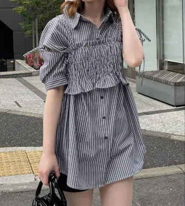뷔스티에 레이어드 셔츠 원피스