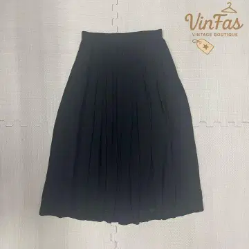 vintage 플리츠 스커트 블랙 모드 페미닌 롱 스커트