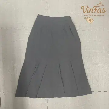 vintage 플레어 스커트 그레이 모드 페미닌 심플